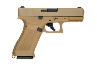 Modern çöl solaryumu soluk soluklu hava tabancası, beyaz arka planda izole edilmiş..