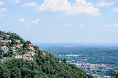 panoramik şehir Como lake como, İtalya üzerinde.
