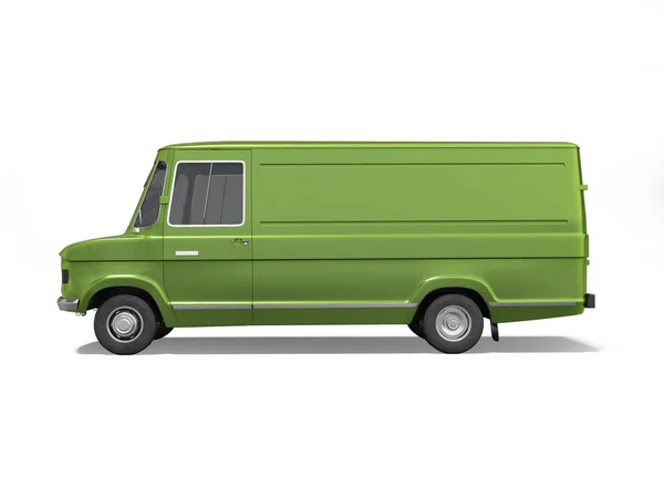 Minivan Carga Verde Renderização Fundo Branco Com Sombra — Fotografia de Stock