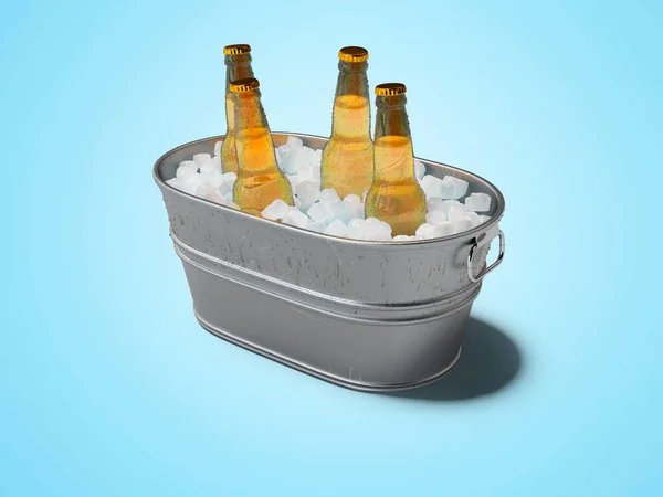 Rendering Concept Chilled Soda Ice Bucket Blue Background Shadow — Stock Photo, Image