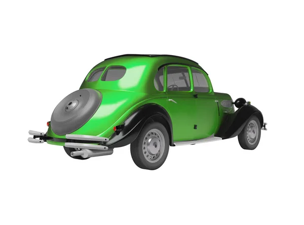 Рендеринг Классического Зеленого Пассажирского Автомобиля Белом Фоне Тени Вид Сзади — стоковое фото