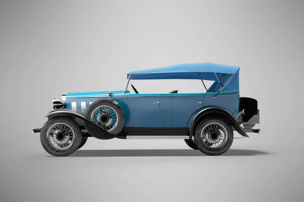 Klassisches Retro Auto Blau Isoliert Rendering Auf Grauem Hintergrund Mit — Stockfoto