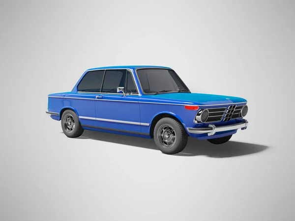 Rendering Blauer Oldtimer Mit Getönten Scheiben Auf Grauem Hintergrund Mit — Stockfoto