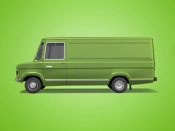 Renderowania Zielony Minivan Cargo Zielonym Tle Cieniem — Zdjęcie stockowe