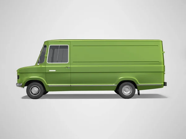 Renderowania Zielony Minivan Cargo Szarym Tle Cieniem — Zdjęcie stockowe