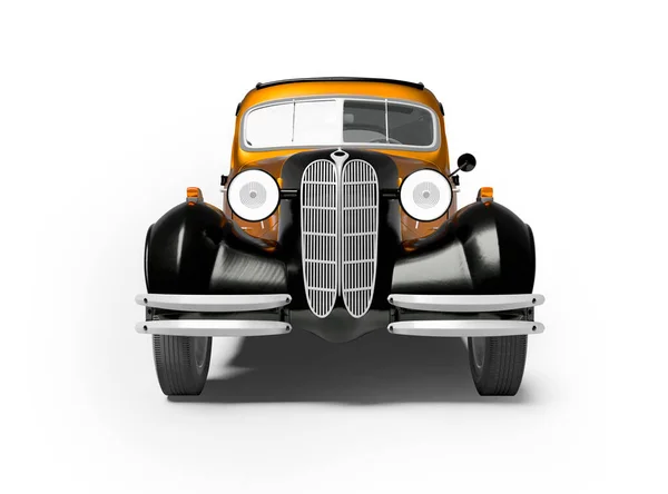Beyaz Arka Planda Eski Turuncu Arabanın Gölgeli Canlandırması — Stok fotoğraf