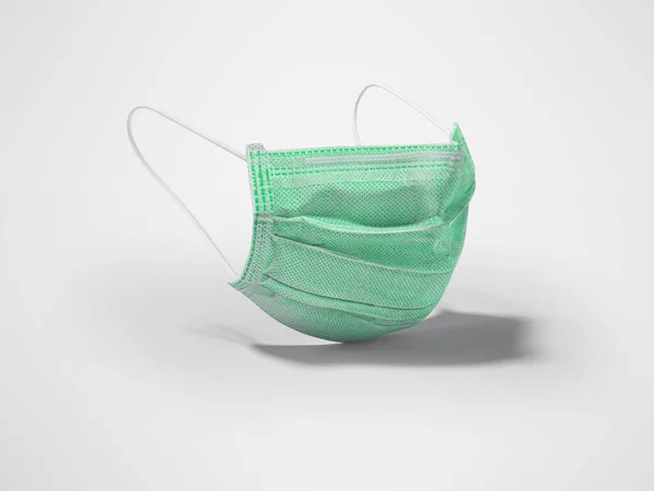 Ilustración Máscara Médica Verde Aislado Sobre Fondo Gris Con Sombra — Foto de Stock