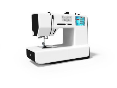 3d render computer sewing machine on white background with shadow clipart
