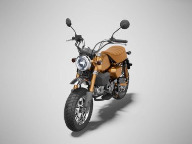 3D görüntüleme kahverengi motosiklet gri arka planda izole