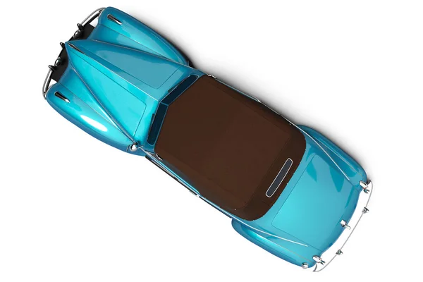 Rendering Blue Car Soft Roof Leather Top View Isolated White — Stock Photo, Image