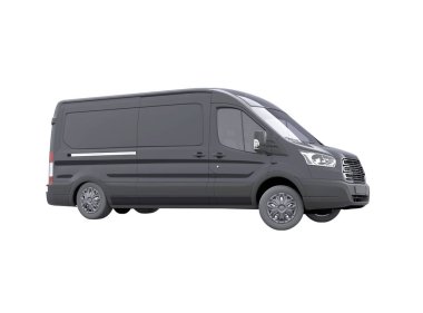 3d görüntüleme minibüsü beyaz arkaplanı açar. Gölge yok