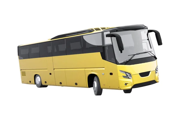 Rendering Giallo Lungo Viaggio Bus Gira Sfondo Bianco Senza Ombra — Foto Stock