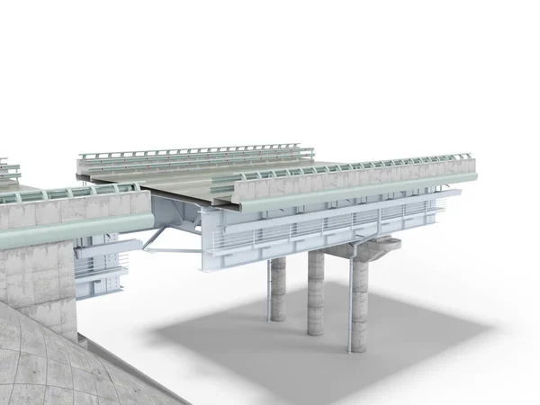 Vykreslování Silniční Konstrukce Bílém Pozadí Stínem — Stock fotografie