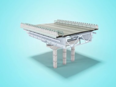 3D görüntüleme otoyolu mavi arkaplanda izole edilmiş, gölgeli