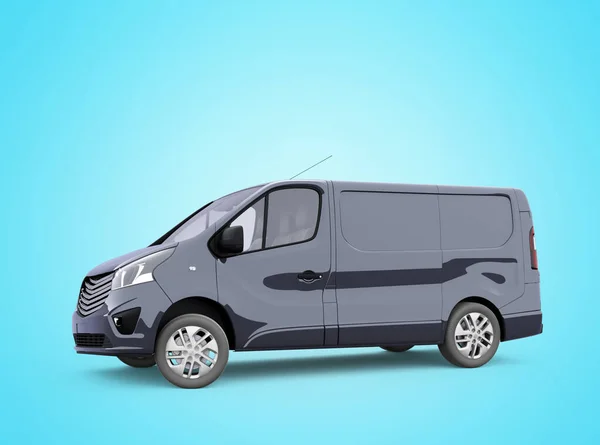 Rendering Minibus Blu Illustrazione Sfondo Blu Con Ombra — Foto Stock