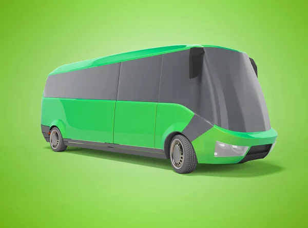 Vykreslování Elektrický Vůz Minibus Zelená Zeleném Pozadí Stínem — Stock fotografie