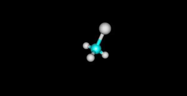 Structure moléculaire du chlorométhane isolée sur du noir — Photo