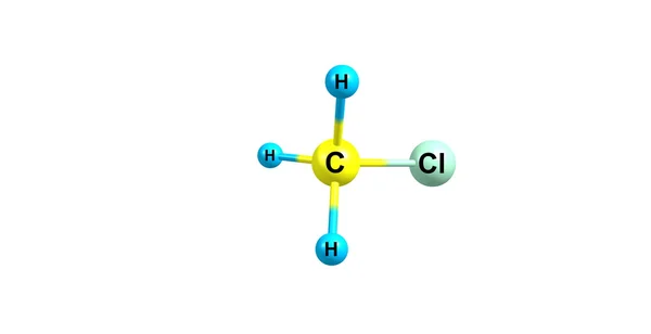 Chloromethane 분자 구조 흰색 절연 — 스톡 사진