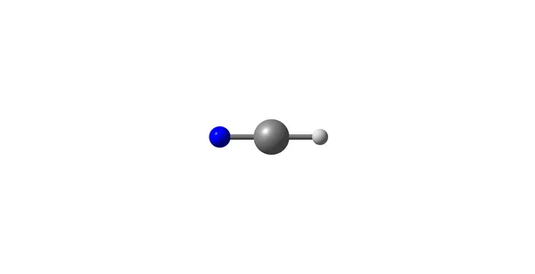 Estrutura molecular do cianeto de hidrogénio isolado no branco — Fotografia de Stock