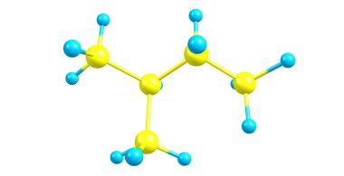 Isopentane moleküler yapısı üzerinde beyaz izole