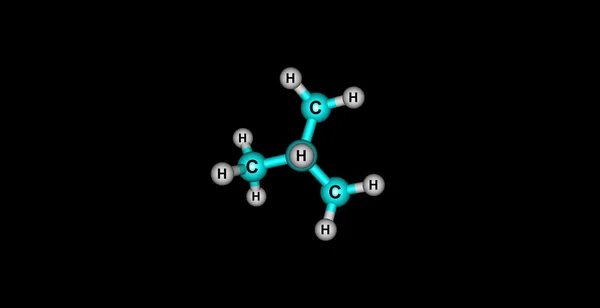 Isobutane structure moléculaire isolée sur noir — Photo