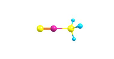 Metil isocyanide moleküler yapısı üzerinde beyaz izole