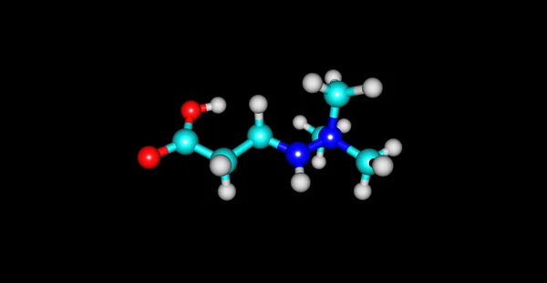 Structure moléculaire du meldonium isolée sur du noir — Photo