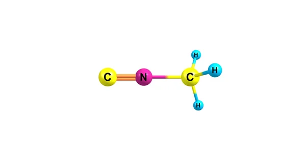 Estrutura molecular de isocianeto de metilo isolada sobre branco — Fotografia de Stock