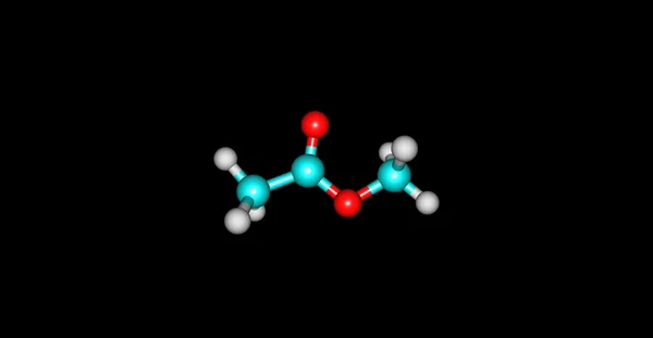 Estructura molecular del acetato de metilo aislada en negro — Foto de Stock