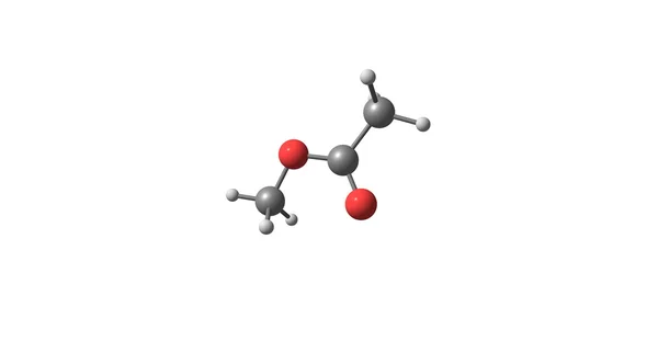 Molekulare Struktur von Methylacetat isoliert auf weiß — Stockfoto