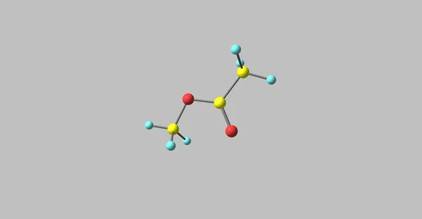 Estrutura molecular do acetato de metilo isolado no cinzento — Fotografia de Stock