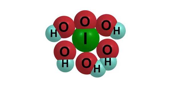 Молекулярная структура парапериодической кислоты, выделенная на белом — стоковое фото