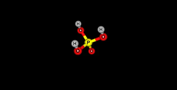 Estructura molecular del ácido fosfórico aislada en negro —  Fotos de Stock