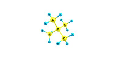 Neopentane moleküler yapısı üzerinde beyaz izole
