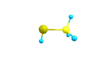 Methanethiol moleküler yapısı üzerinde beyaz izole 3D çizimi