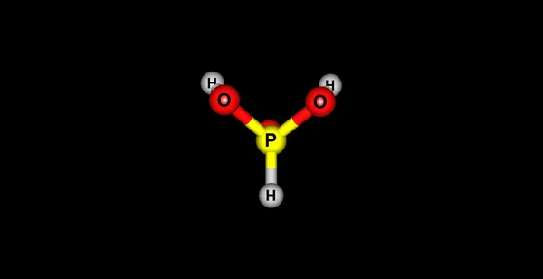 Ilustrasi 3D dari struktur molekul asam fosfor diisolasi pada warna hitam — Stok Foto
