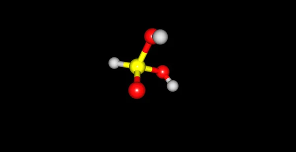 Ilustración 3D de la estructura molecular del ácido fosfórico aislada en negro — Foto de Stock