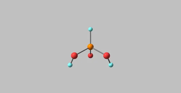 3D иллюстрация молекулярной структуры фосфорной кислоты, изолированной на сером — стоковое фото