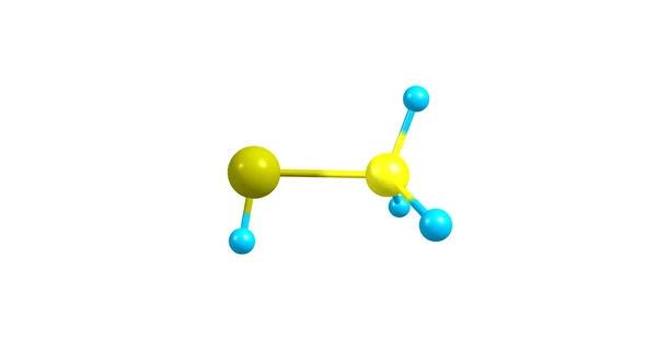 Ilustração 3D da estrutura molecular do Methanethiol isolado no branco — Fotografia de Stock