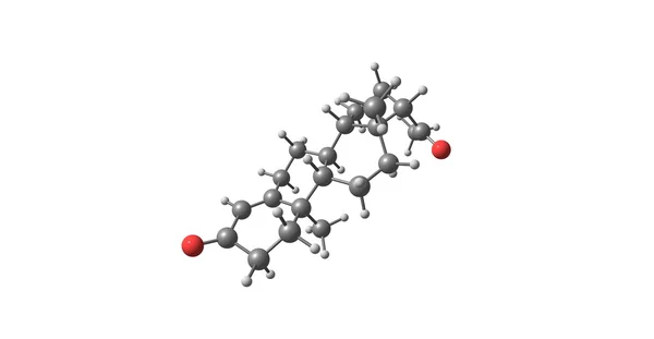 黄体酮分子结构上白色孤立三维图 — 图库照片