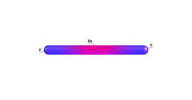 Xenon difluoride moleküler yapısı üzerinde beyaz izole. 3D çizim