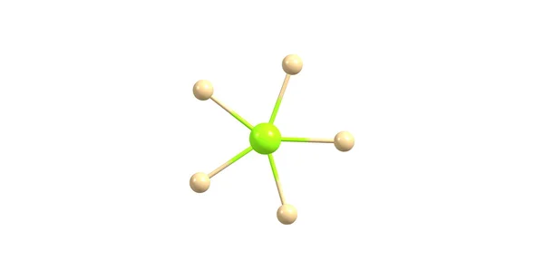 Ilustración 3D de la estructura molecular del pentafluoruro de fósforo aislado en blanco — Foto de Stock