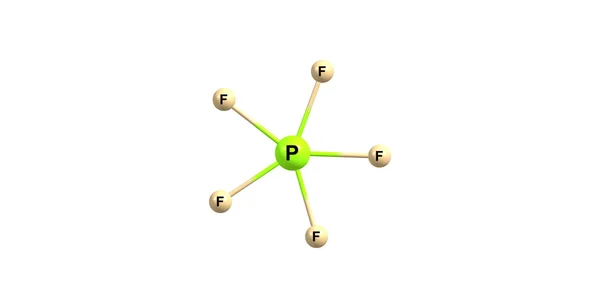 Illustration 3D de la structure moléculaire du pentafluorure de phosphore isolé sur blanc — Photo