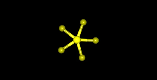 Ilustración 3D de la estructura molecular del pentafluoruro de fósforo aislado en negro —  Fotos de Stock