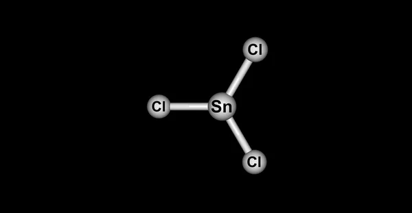 Молекулярна структура трихлориду олова ізольована на чорному. 3d ілюстрація — стокове фото