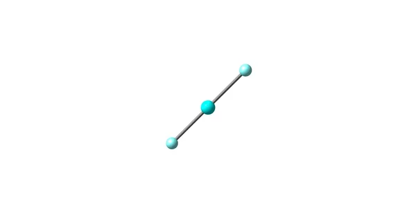 Structure moléculaire du difluorure de xénon isolée sur blanc. Illustration 3d — Photo