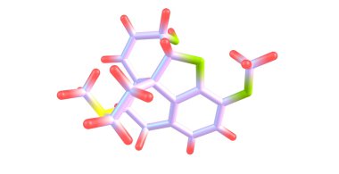 Kodein moleküler yapısı üzerinde beyaz izole 3D çizimi