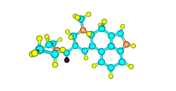 Ilustración 3D de la estructura molecular del LSD aislada en blanco —  Fotos de Stock