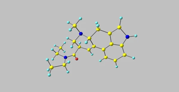 Illustrazione 3D della struttura molecolare dell'acetorfina isolata su grigio — Foto Stock