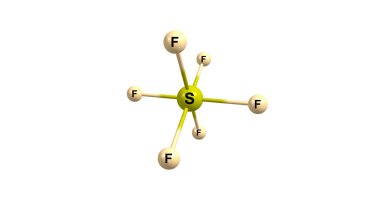 3D illustration of Sulfur hexafluoride molecular structure isolated on white clipart